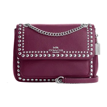 COACH Klare Pebbled Leather Small Square Bag Shoulder Bag Crossbody Bag Medium Size Women's Deep Berry