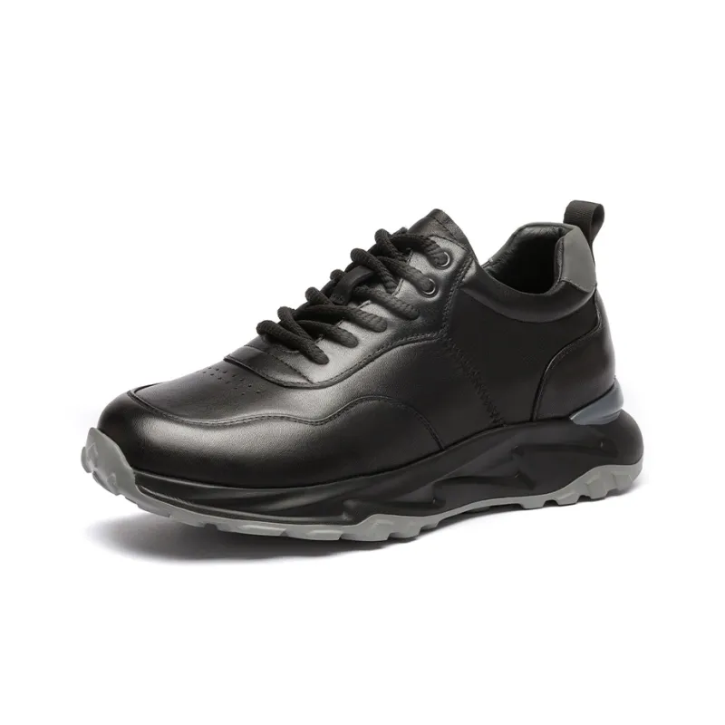 QIAONAI Chunky Sneakers Men Low Top Black/White-1