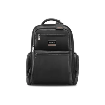 SAMSONITE Textile Cow Leather Backpack Men's Black