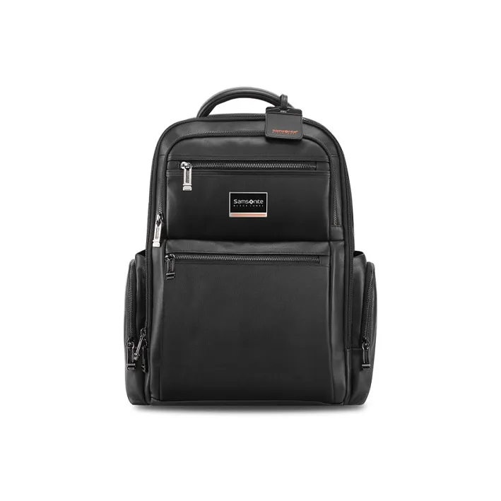 SAMSONITE Textile Cow Leather Backpack Men's Black-0