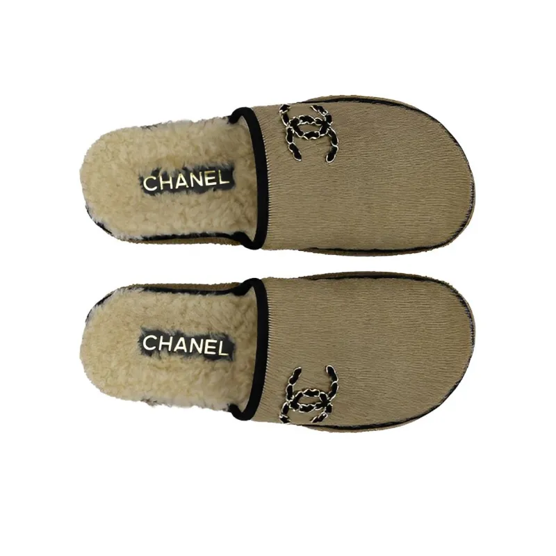 CHANEL Abrasion Resistant Closed Toe Slippers Women's Green-2
