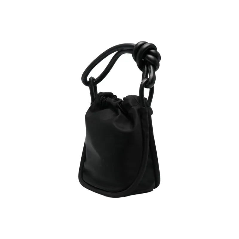GANNI Leather Detail Bucket Bag Handbag Shoulder Bag Crossbody Bag Small Size Women's Black-2