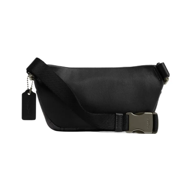 COACH Canvas With Leather Sling Bag, Shoulder Bag, Fanny Pack Trumpets Men's Black-1