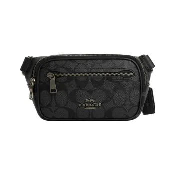 COACH Belt Canvas With Leather Sling Bags Shoulder Bags Fanny Pack Small Size Men's Black