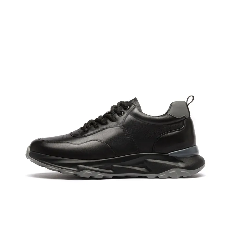 QIAONAI Chunky Sneakers Men Low Top Black/White-0