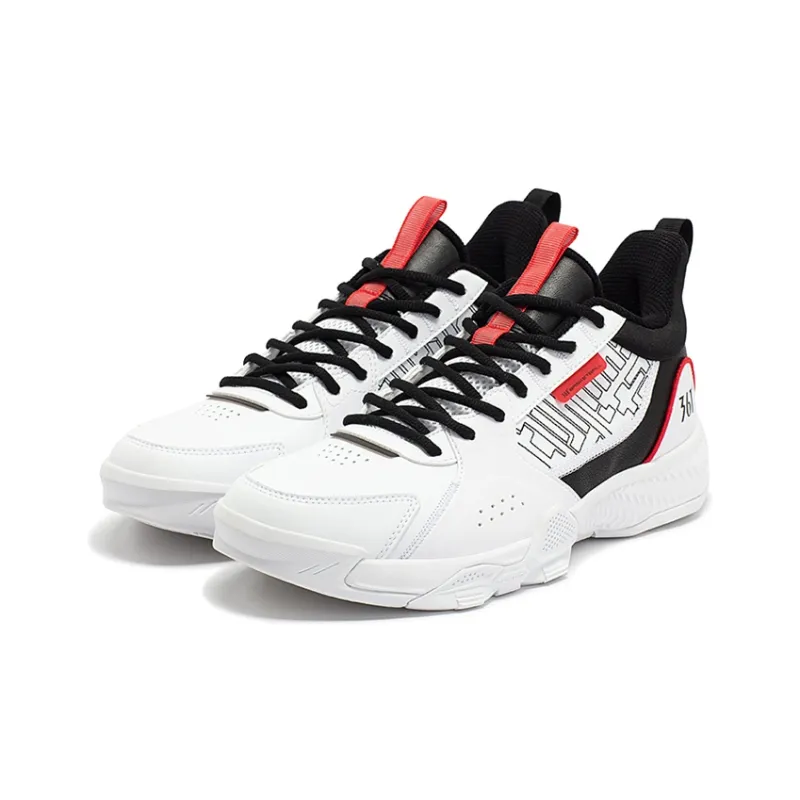 361° Cushioning Anti-Slip And Wear-Resistant Low-Top Basketball Shoes Men's 361 Degrees White/Robin Red-2