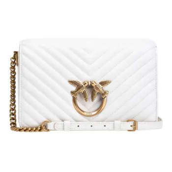 PINKO Click Series Sheepskin Swift Bag Shoulder Bags Women's White