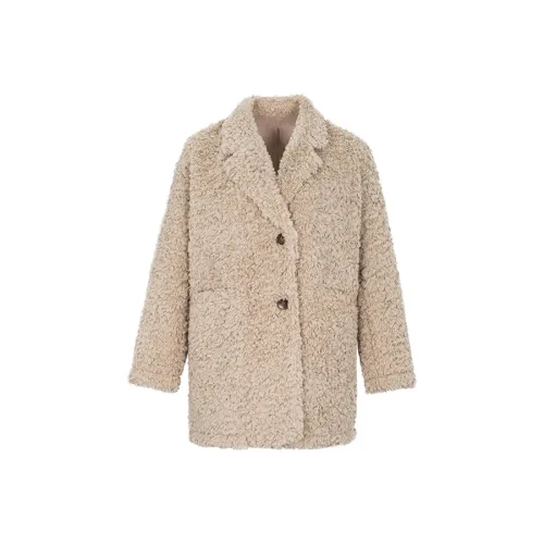 SUNSUNTOWN Velvet Jackets Women's Beige Camel