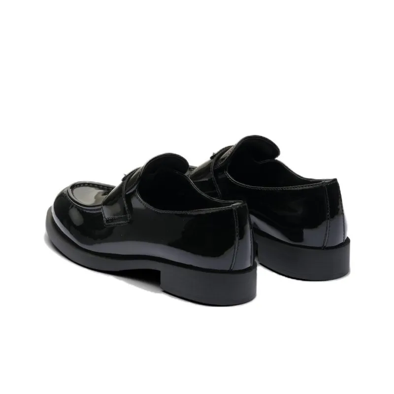 PRADA Triangle-logo Leather Loafers-4