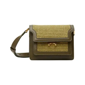 MARNI Calfskin Cotton Shoulder Bag Crossbody Bag Women's Green