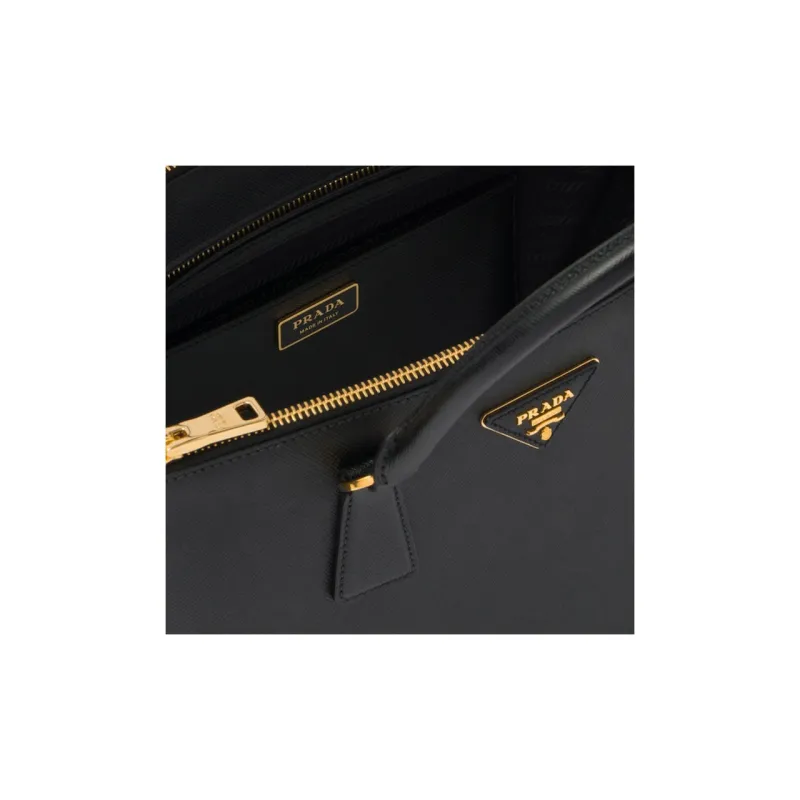 PRADA Leather Tote Bag Shopping Bag Shoulder Bag Crossbody Bag Handbag Large Size Women's Black-3