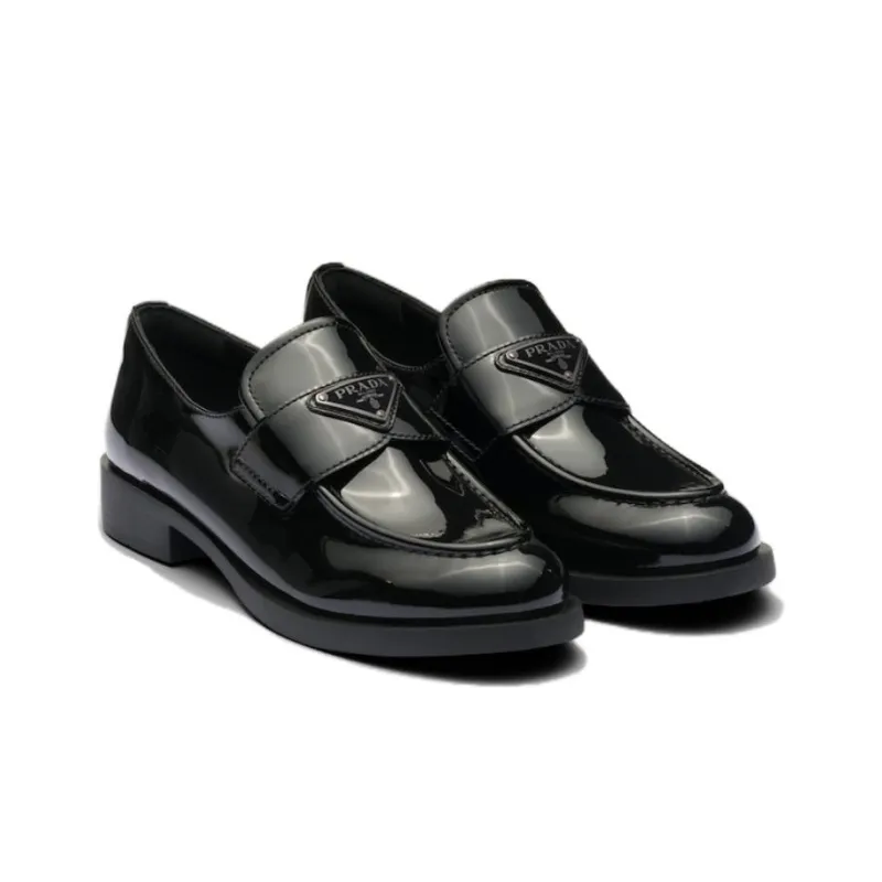 PRADA Triangle-logo Leather Loafers-3