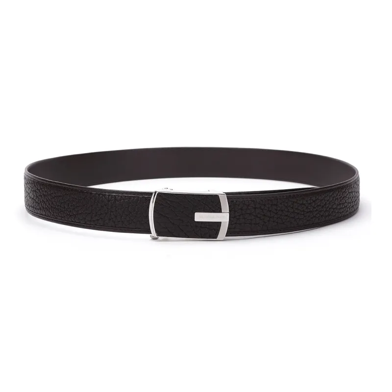 ELLE HOMME Men's Automatic Buckle Cow Leather Belt Steel Buckle Leather Belts Men's Coffee Width 3.7cm-3