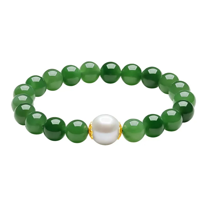ZHOU LIU FU Solid Gold Hetian Jade Bracelets Women's Jasper-4
