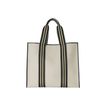 Loro Piana Cotton Patchwork Canvas Canvas Bag Tote Bag Shopping Bag Shoulder Bag Handbag Medium Size Women's Light Gray