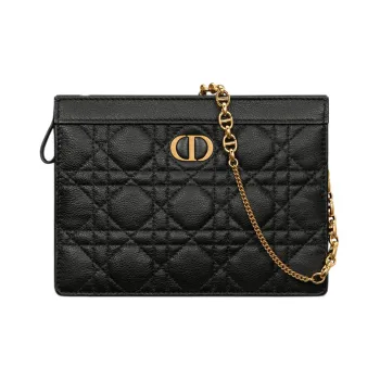 DIOR Caro Cow Leather Clutch Women's Black