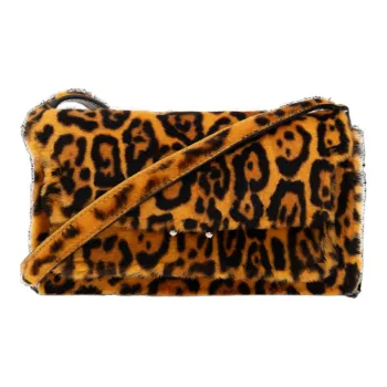 MARNI Shearling Shoulder Bag Women's Leopard Print