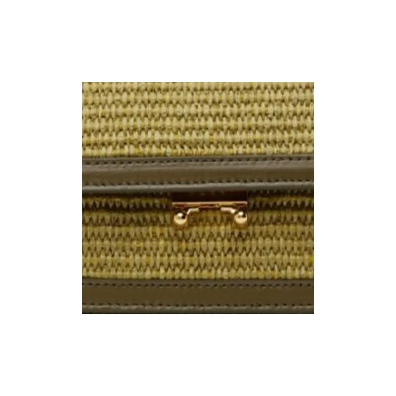 MARNI Calfskin Cotton Shoulder Bag Crossbody Bag Women's Green-3