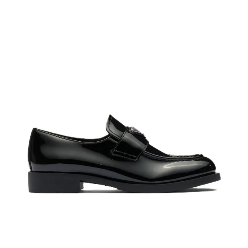 PRADA Triangle-logo Leather Loafers-1