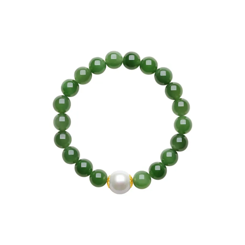 ZHOU LIU FU Solid Gold Hetian Jade Bracelets Women's Jasper-5