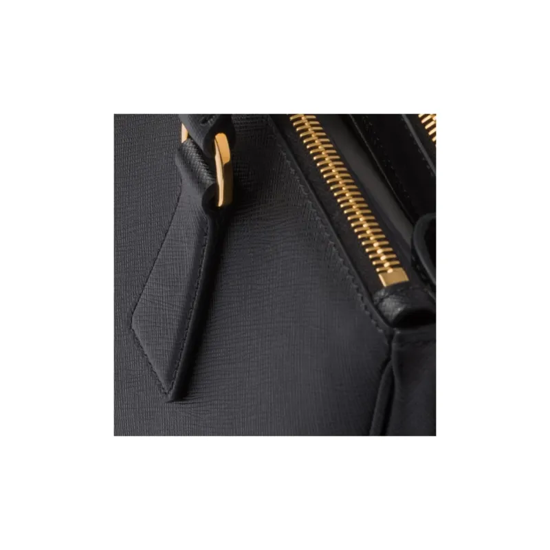 PRADA Leather Tote Bag Shopping Bag Shoulder Bag Crossbody Bag Handbag Large Size Women's Black-4