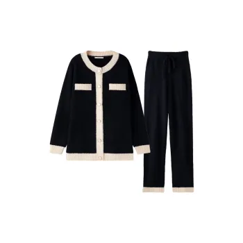 MEITENG Pajama Set Autumn And Winter Models Women's Black