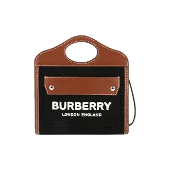 Burberry Canvas With Leather Pocket Bag Shoulder Bag Crossbody Bag Handbag Mini Women's Black