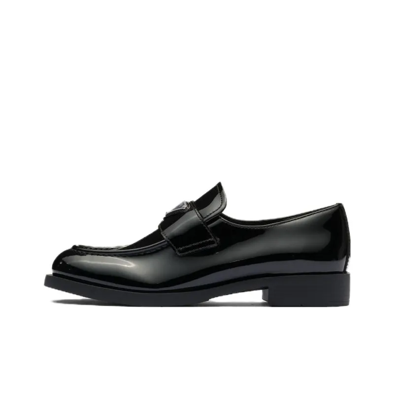 PRADA Triangle-logo Leather Loafers-0