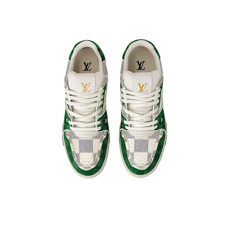 LOUIS VUITTON Trainer LV Low Top Skateboard Shoes Unisex White Green-2