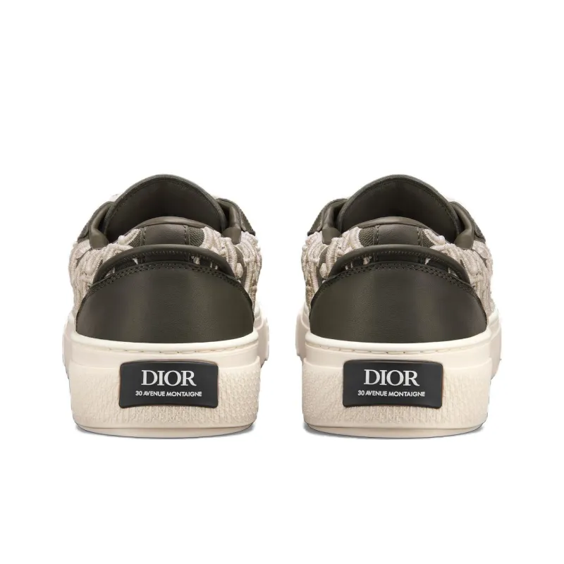 DIOR B33 Sneaker Khaki Smooth Calfskin Oblique Raised Embroidery Numbered-3