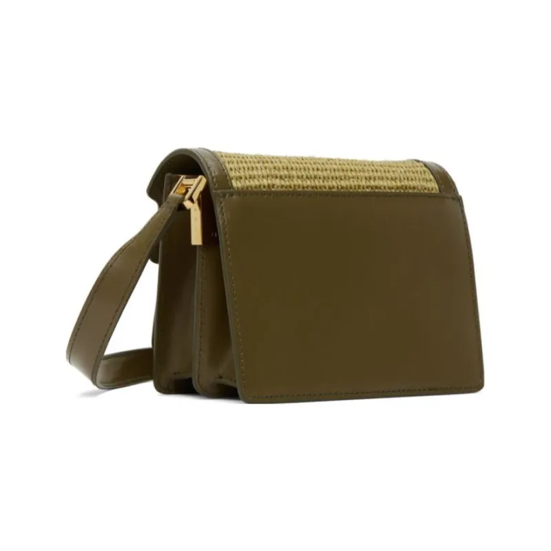 MARNI Calfskin Cotton Shoulder Bag Crossbody Bag Women's Green-2