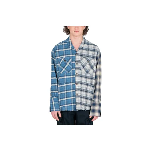 GREG LAUREN Shirts Men Blue/White Plaid