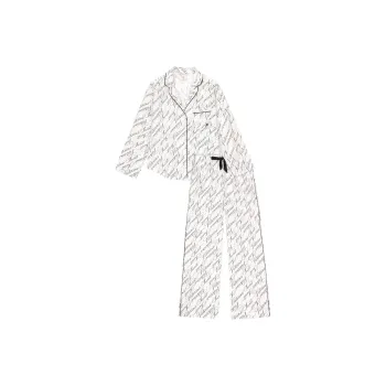 Victoria's Secret Pajama Set Women's White Logo Print