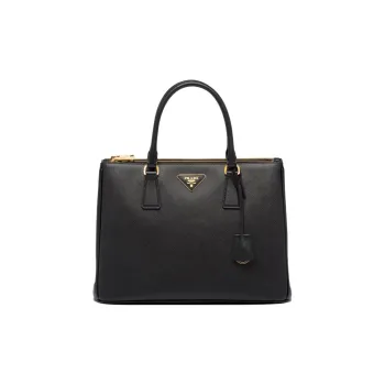 PRADA Leather Tote Bag Shopping Bag Shoulder Bag Crossbody Bag Handbag Large Size Women's Black
