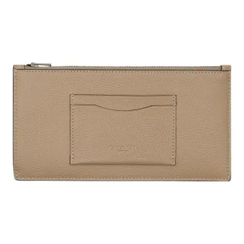 COACH Zip Phone Pebbled Leather Coin Purses Wallets Small Size Women's Camel