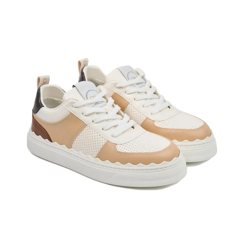 Chloe Anti Slip Wear Resistant Low Top Skateboard Shoes Women's Brown White-2