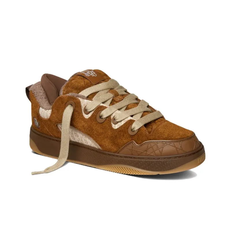 DIOR B9S Skater Erl Brown Suede With Brown And Beige DIOR Oblique Jacquard-1