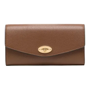 Mulberry Grained Calfskin Wallet Small Size Women's Brown