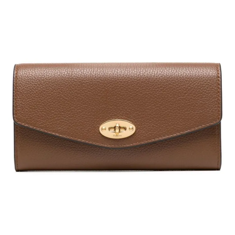 Mulberry Grained Calfskin Wallet Small Size Women's Brown-0