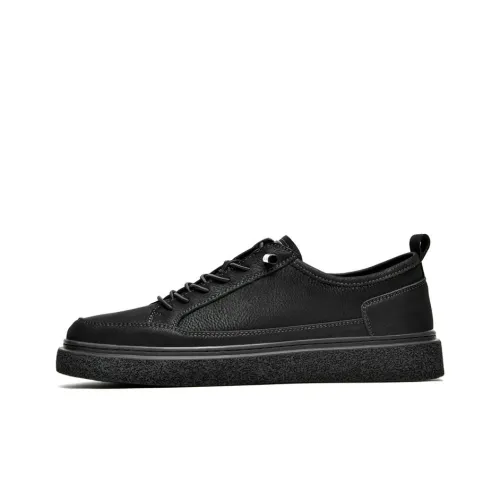 SEPTWOLVES Skateboard Shoes Men Low-Top Black