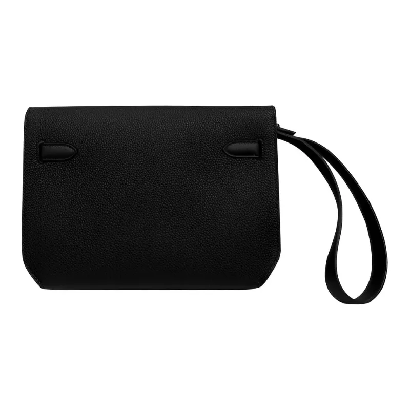 Bolso de mano Hermes Plume modelo pequeño en cuero marrón oscuro