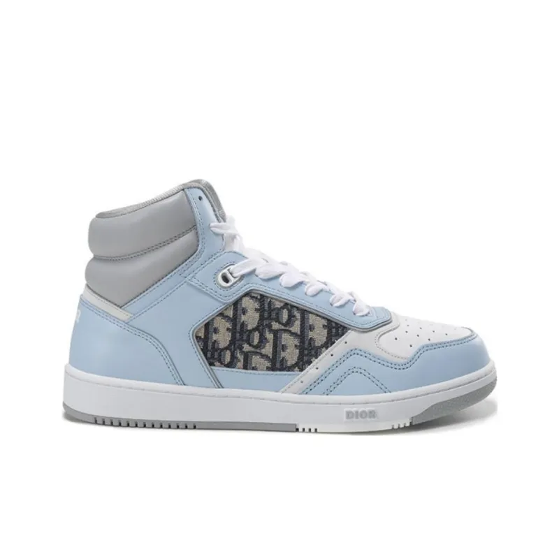 DIOR B27 High Top Stylish Skateboarding Shoes Men's Light Blue-1