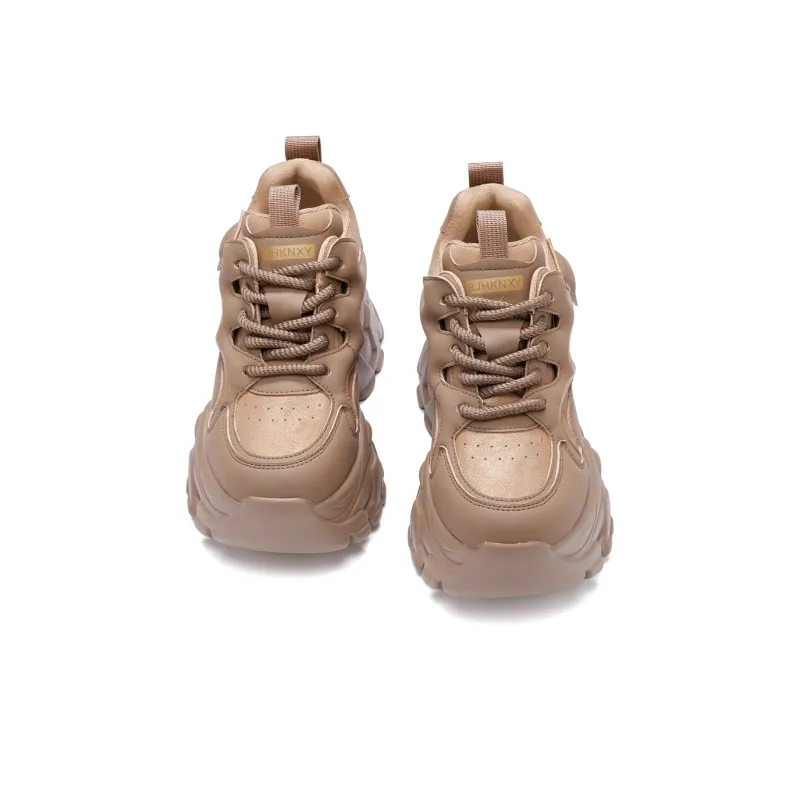 BAIJIHONG Slip Resistant, Abrasion Resistant, Lightweight, Height Increasing Low Top Chunky Sneakers 8cm Women's-3