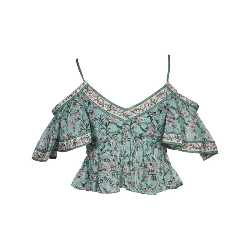 ISABEL MARANT ETOILE Cold Shoulder Floral Printed Flared Blouse-1