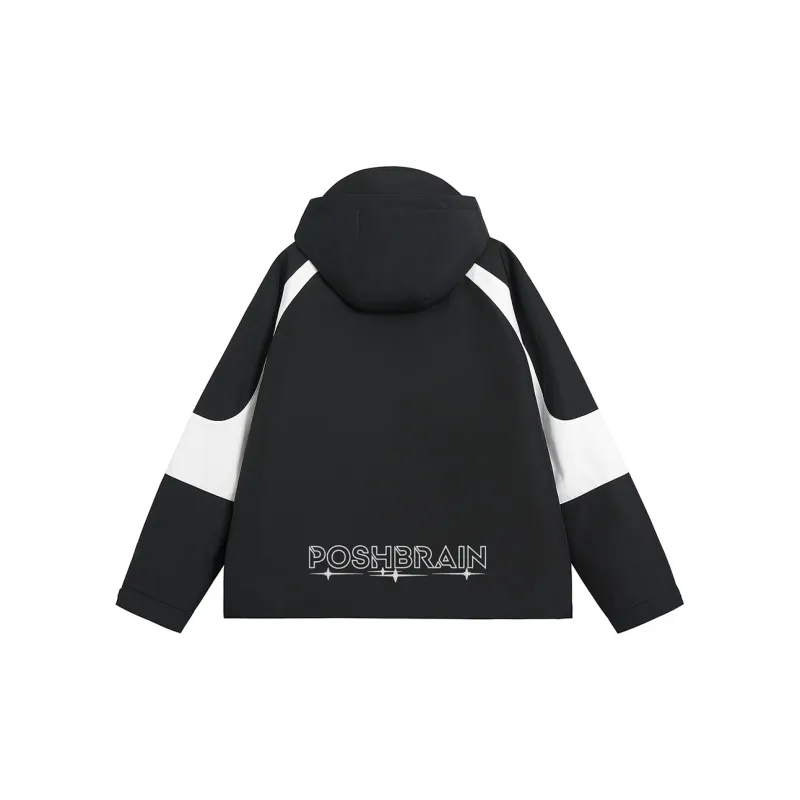 Poshbrain Puffer Jacket Unisex White/Black/Purple-8