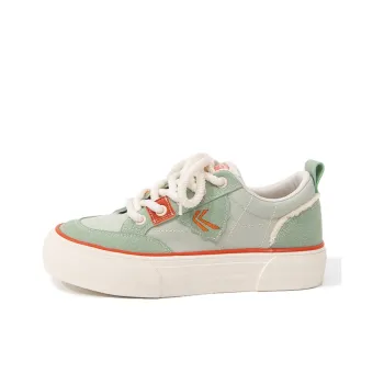 Feiyue Slip Resistant Height Increasing Low Top Platform Canvas Shoes Women's Green