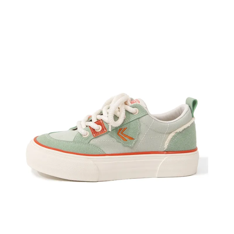Feiyue Slip Resistant Height Increasing Low Top Platform Canvas Shoes Women's Green-0