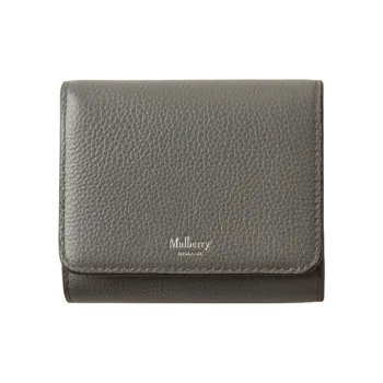 Mulberry Cow Leather Wallet Trumpets Women's Charcoal Gray