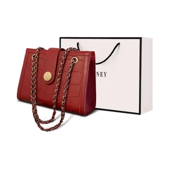 VINEY Cow Leather Patchwork Synthetic Leather Shoulder Bag Crossbody Bag Shoulder Bag Large Size Women's Red