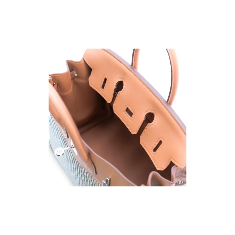 HERMES Birkin Canvas With Swift Leather Birkin Bag Handbags Women's Gold Brown-5